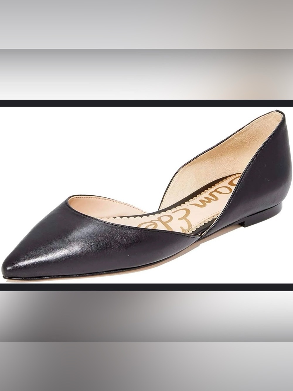 Sam Edelman Black Leather D'Orsay Rooney Pointed Toe Flats Size 6 Womens